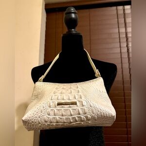 Brahmin Elegant Ivory Crocodile-Embossed Shoulder Bag